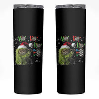 Funny Cat Throwing Dart Ho Ho Ho Skinny Tumbler Christmas Gift For Dart Player - Wonder Print Shop