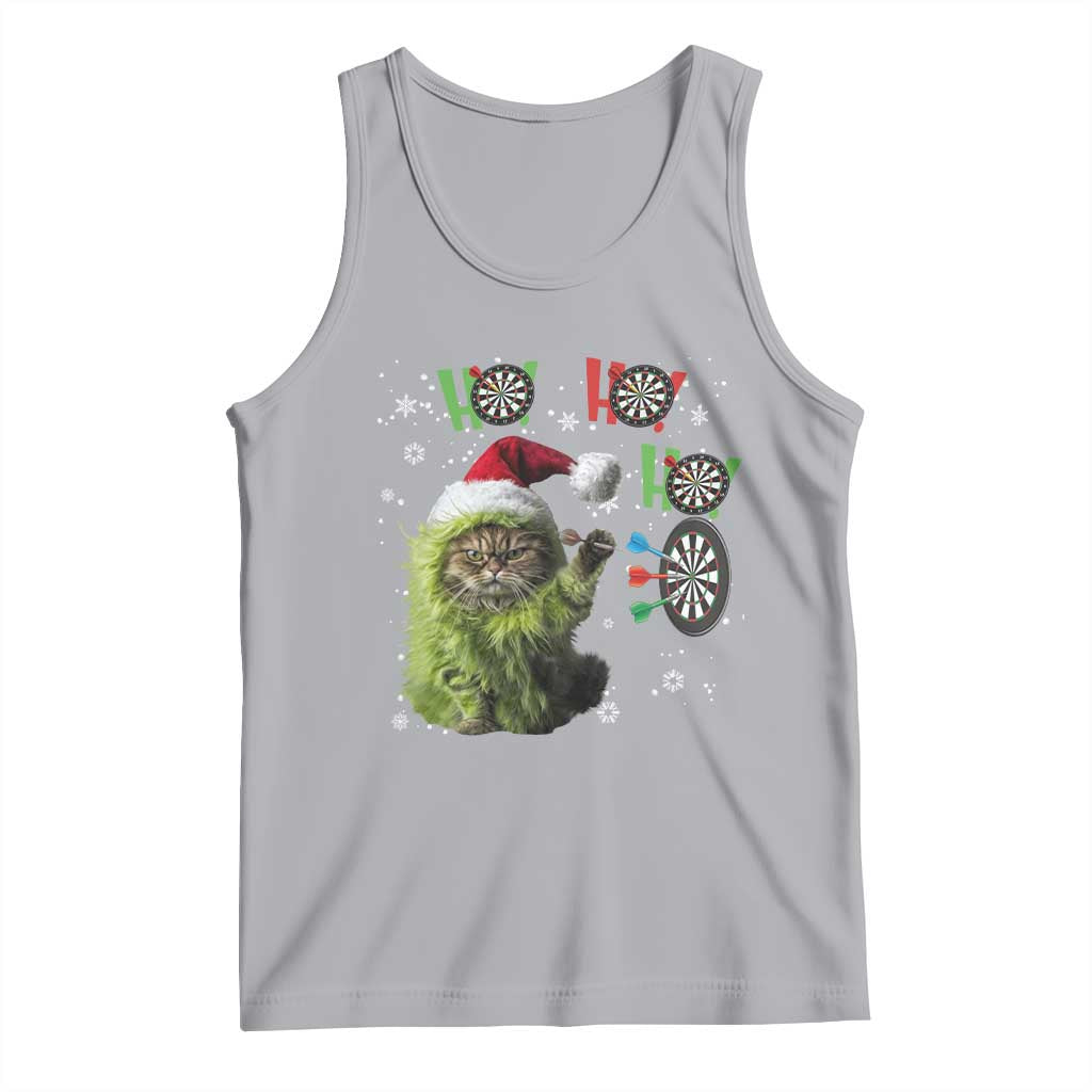 Funny Cat Throwing Dart Ho Ho Ho Tank Top Christmas Gift For Dart Player - Wonder Print Shop