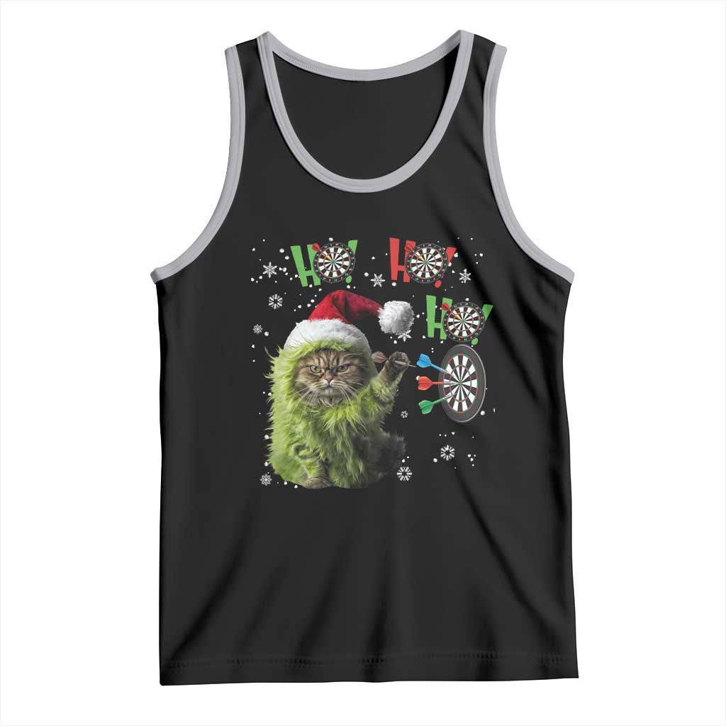 Funny Cat Throwing Dart Ho Ho Ho Tank Top Christmas Gift For Dart Player - Wonder Print Shop
