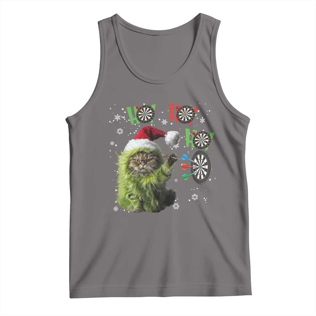 Funny Cat Throwing Dart Ho Ho Ho Tank Top Christmas Gift For Dart Player - Wonder Print Shop
