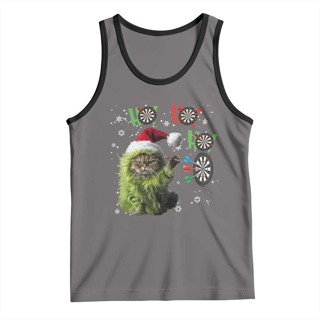 Funny Cat Throwing Dart Ho Ho Ho Tank Top Christmas Gift For Dart Player - Wonder Print Shop