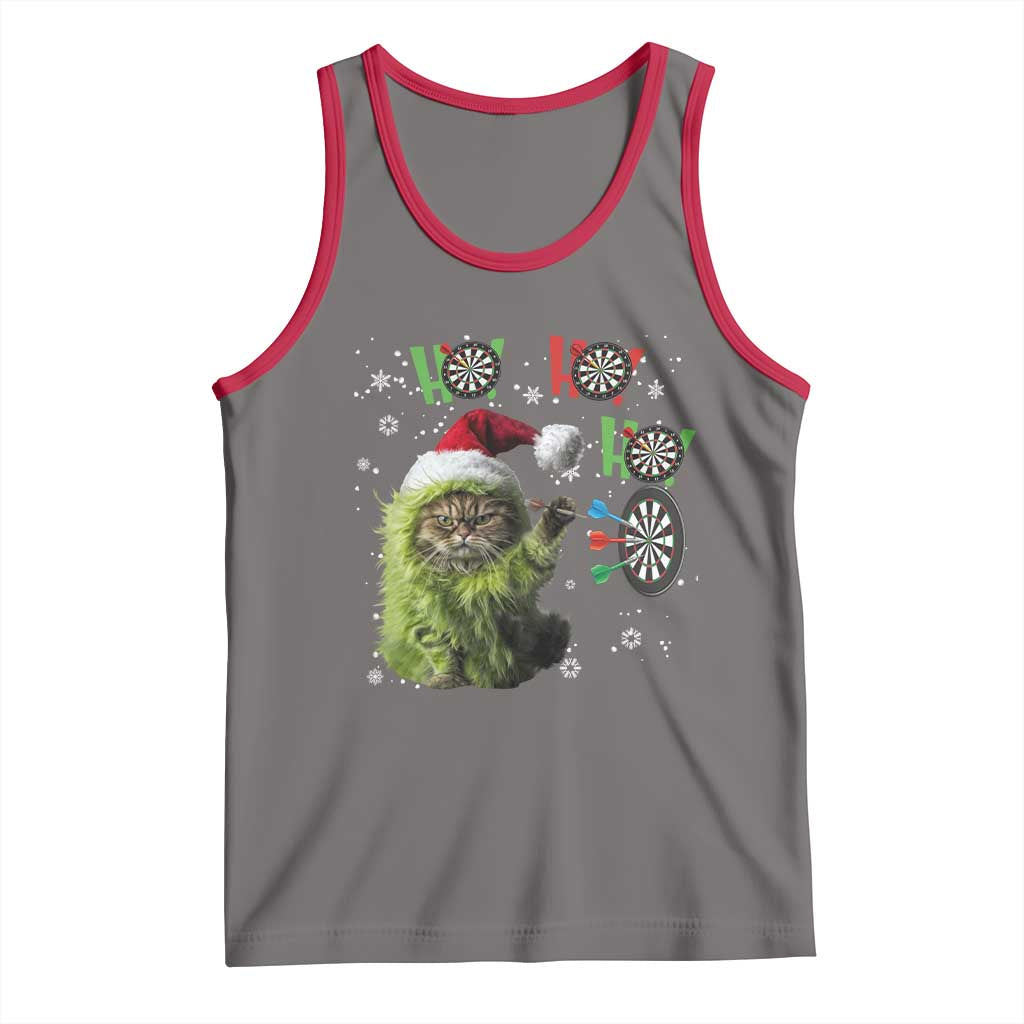 Funny Cat Throwing Dart Ho Ho Ho Tank Top Christmas Gift For Dart Player - Wonder Print Shop