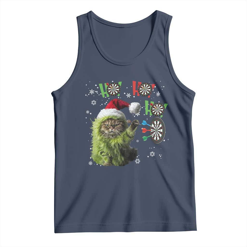 Funny Cat Throwing Dart Ho Ho Ho Tank Top Christmas Gift For Dart Player - Wonder Print Shop