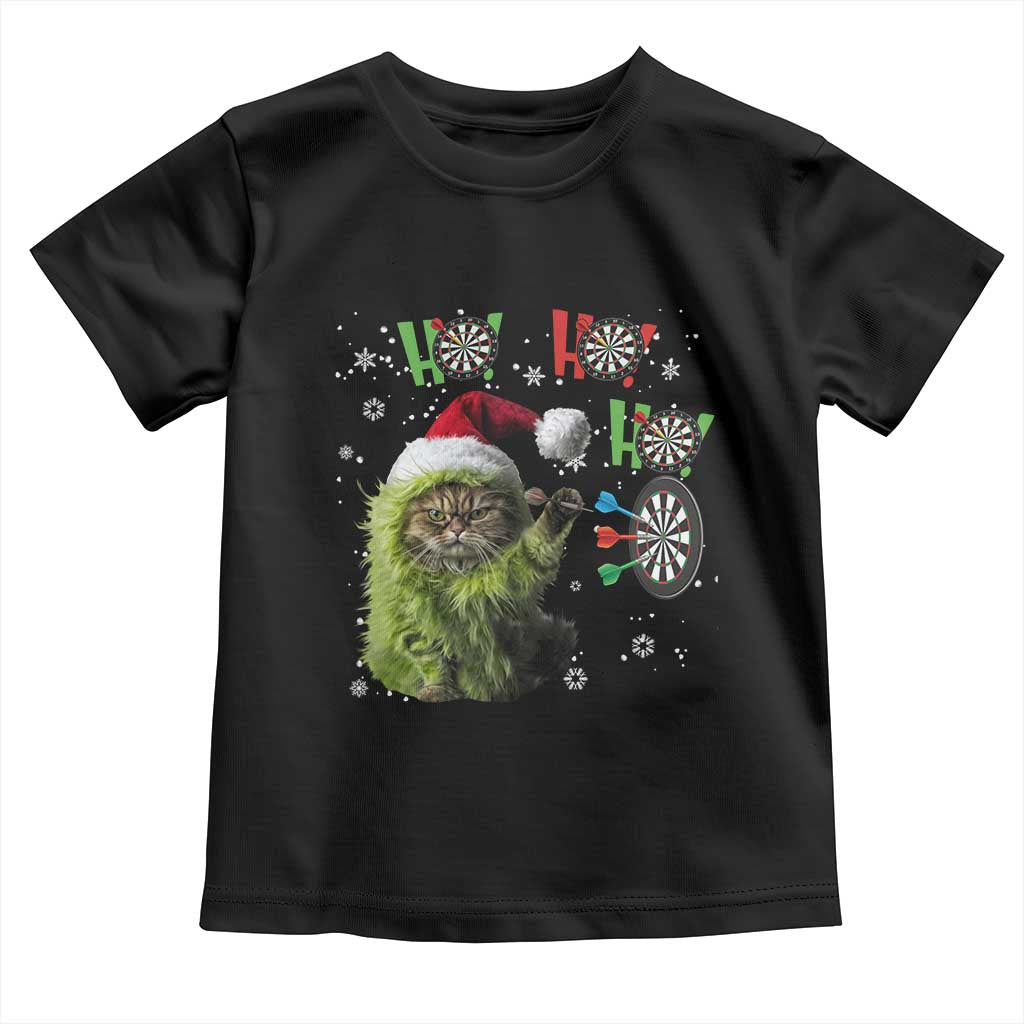 Funny Cat Throwing Dart Ho Ho Ho Toddler T Shirt Christmas Gift For Dart Player - Wonder Print Shop