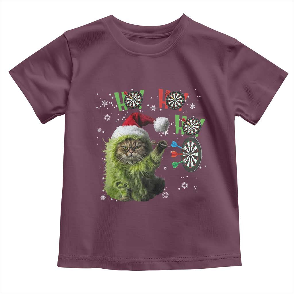 Funny Cat Throwing Dart Ho Ho Ho Toddler T Shirt Christmas Gift For Dart Player - Wonder Print Shop