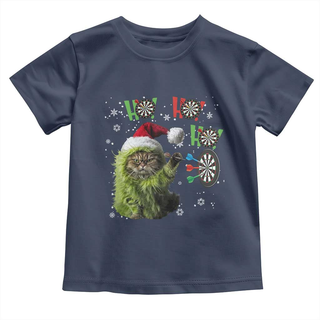 Funny Cat Throwing Dart Ho Ho Ho Toddler T Shirt Christmas Gift For Dart Player - Wonder Print Shop