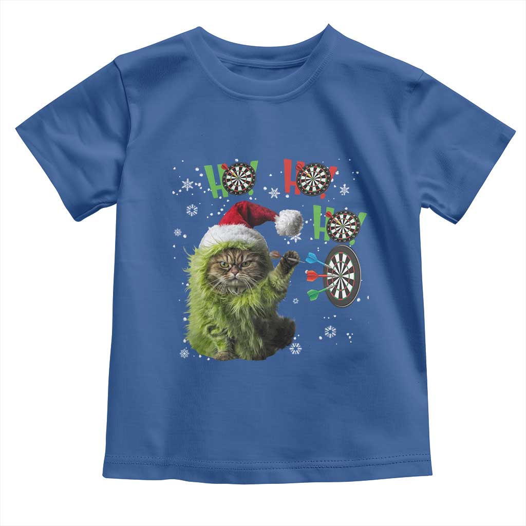 Funny Cat Throwing Dart Ho Ho Ho Toddler T Shirt Christmas Gift For Dart Player - Wonder Print Shop