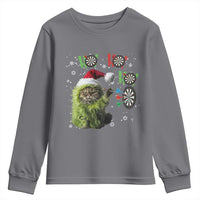 Funny Cat Throwing Dart Ho Ho Ho Youth Sweatshirt Christmas Gift For Dart Player - Wonder Print Shop