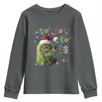 Funny Cat Throwing Dart Ho Ho Ho Youth Sweatshirt Christmas Gift For Dart Player - Wonder Print Shop