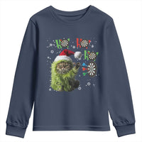 Funny Cat Throwing Dart Ho Ho Ho Youth Sweatshirt Christmas Gift For Dart Player - Wonder Print Shop