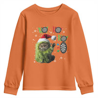 Funny Cat Throwing Dart Ho Ho Ho Youth Sweatshirt Christmas Gift For Dart Player - Wonder Print Shop