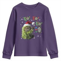Funny Cat Throwing Dart Ho Ho Ho Youth Sweatshirt Christmas Gift For Dart Player - Wonder Print Shop