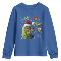 Funny Cat Throwing Dart Ho Ho Ho Youth Sweatshirt Christmas Gift For Dart Player - Wonder Print Shop