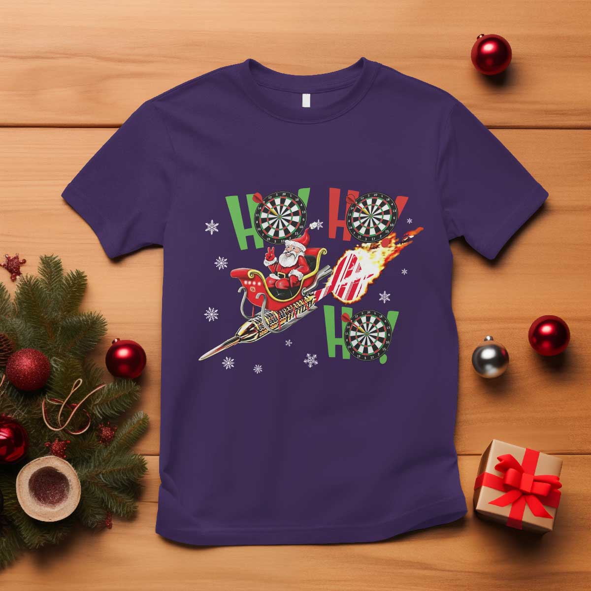 Christmas Dart Game T Shirt Funny Ho Ho Ho Dart Player Holiday Gift - Wonder Print Shop