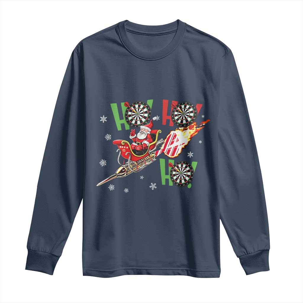 Christmas Dart Game Long Sleeve Shirt Funny Ho Ho Ho Dart Player Holiday Gift - Wonder Print Shop