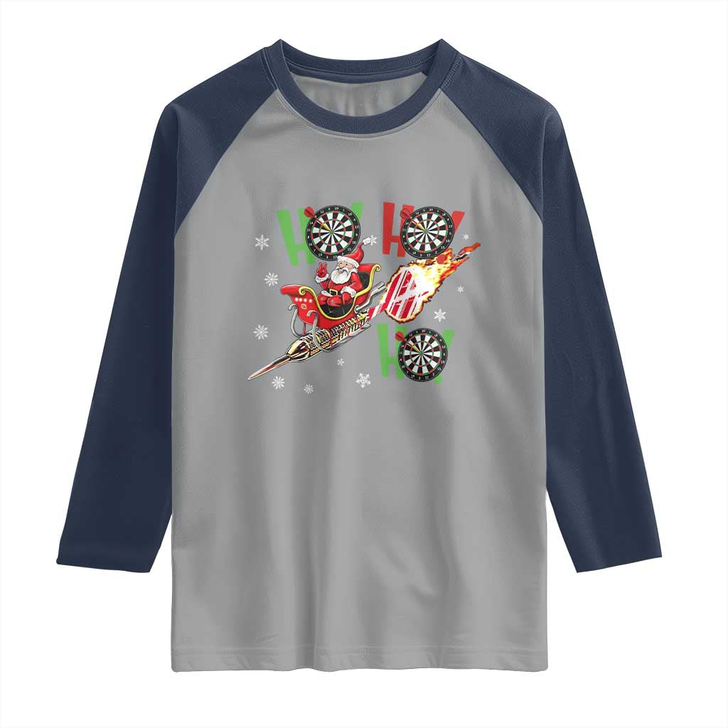 Christmas Dart Game Raglan Shirt Funny Ho Ho Ho Dart Player Holiday Gift - Wonder Print Shop
