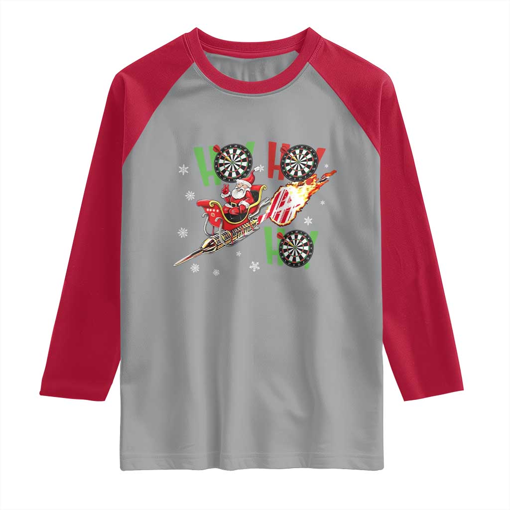 Christmas Dart Game Raglan Shirt Funny Ho Ho Ho Dart Player Holiday Gift - Wonder Print Shop