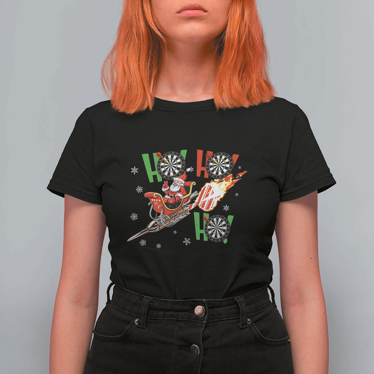 Christmas Dart Game T Shirt For Women Funny Ho Ho Ho Dart Player Holiday Gift - Wonder Print Shop