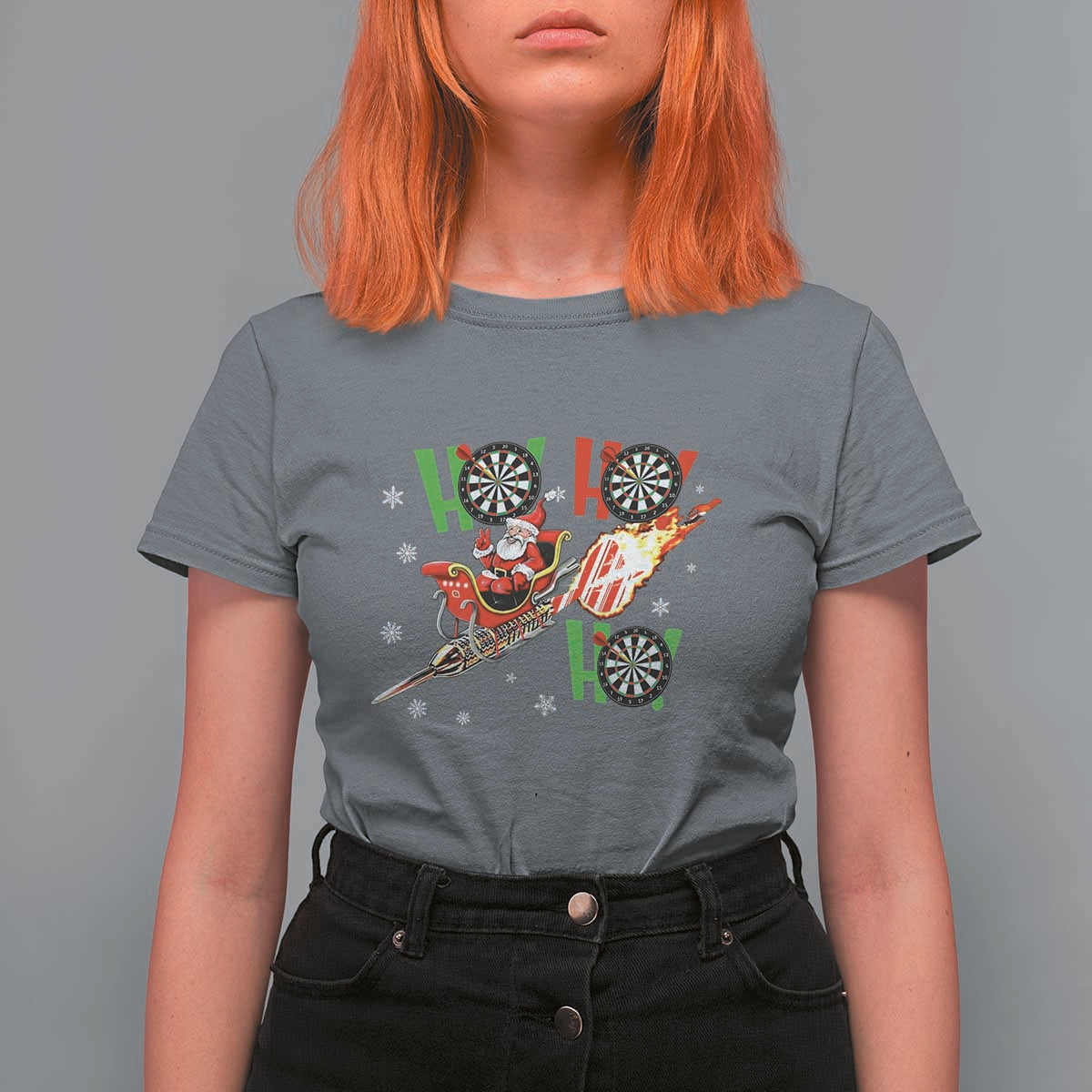 Christmas Dart Game T Shirt For Women Funny Ho Ho Ho Dart Player Holiday Gift - Wonder Print Shop