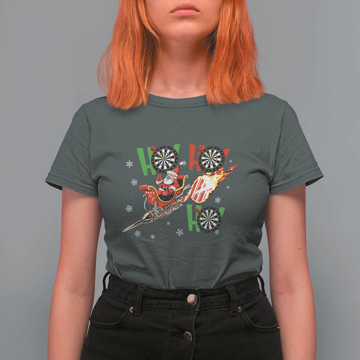 Christmas Dart Game T Shirt For Women Funny Ho Ho Ho Dart Player Holiday Gift - Wonder Print Shop