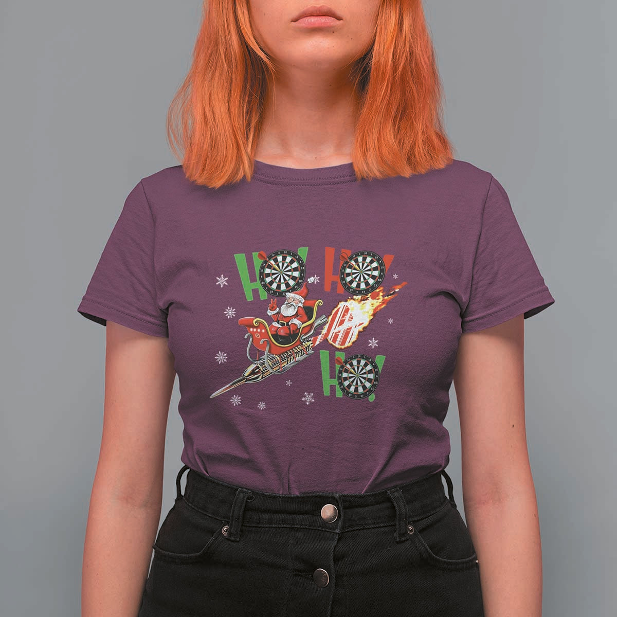 Christmas Dart Game T Shirt For Women Funny Ho Ho Ho Dart Player Holiday Gift - Wonder Print Shop