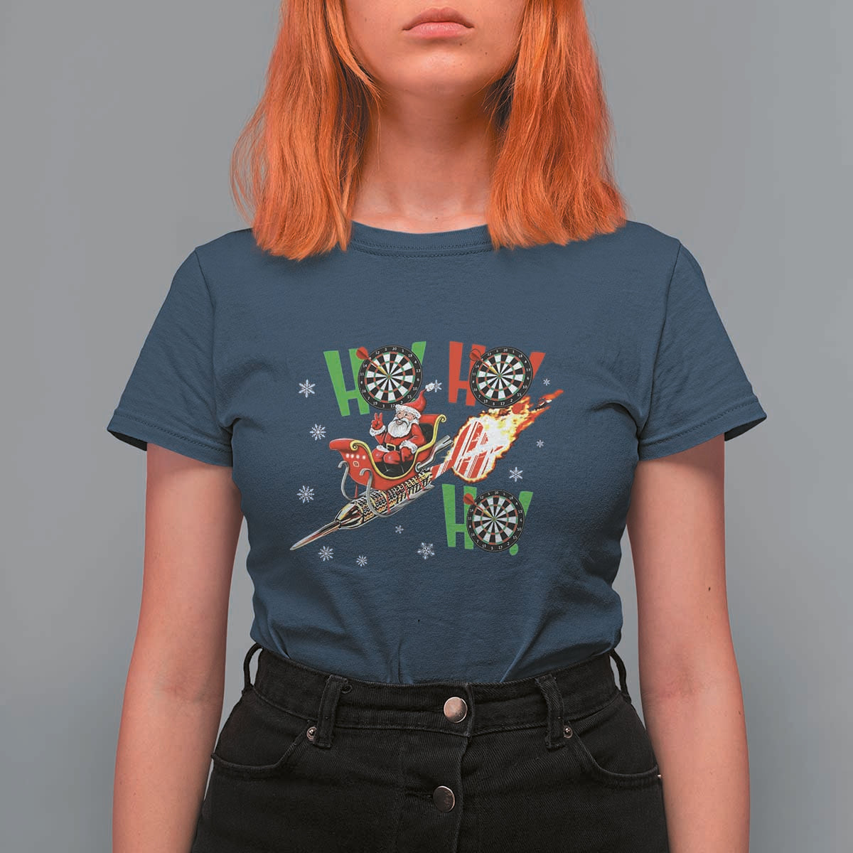 Christmas Dart Game T Shirt For Women Funny Ho Ho Ho Dart Player Holiday Gift - Wonder Print Shop