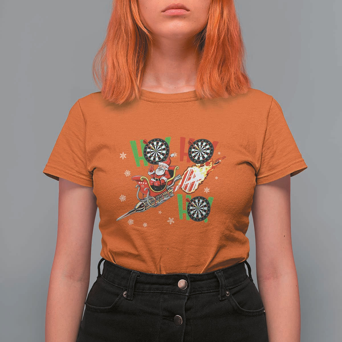 Christmas Dart Game T Shirt For Women Funny Ho Ho Ho Dart Player Holiday Gift - Wonder Print Shop