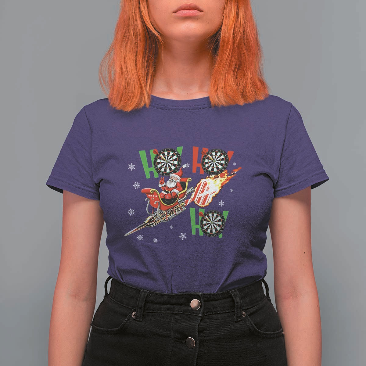 Christmas Dart Game T Shirt For Women Funny Ho Ho Ho Dart Player Holiday Gift - Wonder Print Shop