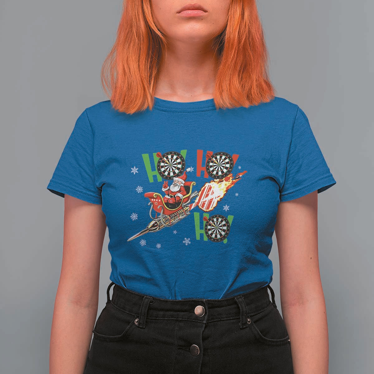 Christmas Dart Game T Shirt For Women Funny Ho Ho Ho Dart Player Holiday Gift - Wonder Print Shop