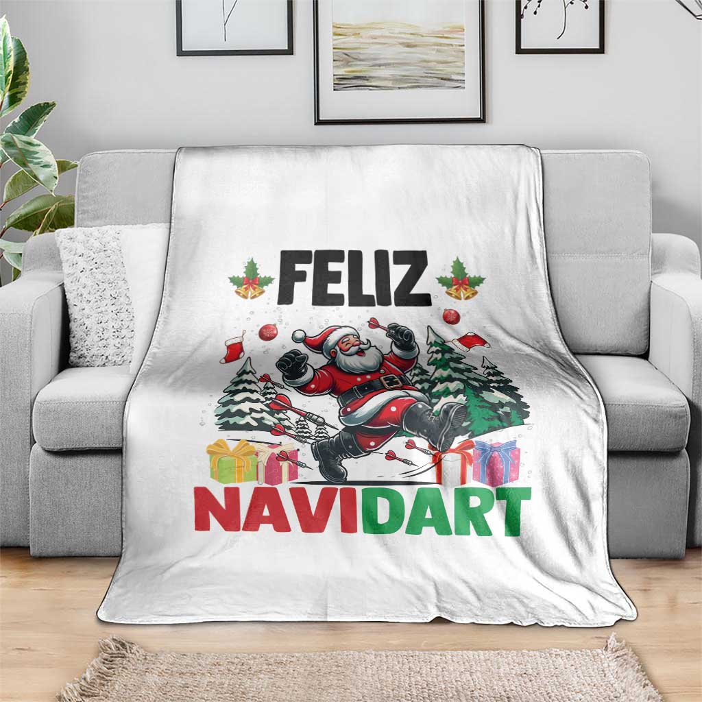 Dartist Feliz Navidart Throw Blanket Funny Santa Running From Darts Christmas Gift - Wonder Print Shop