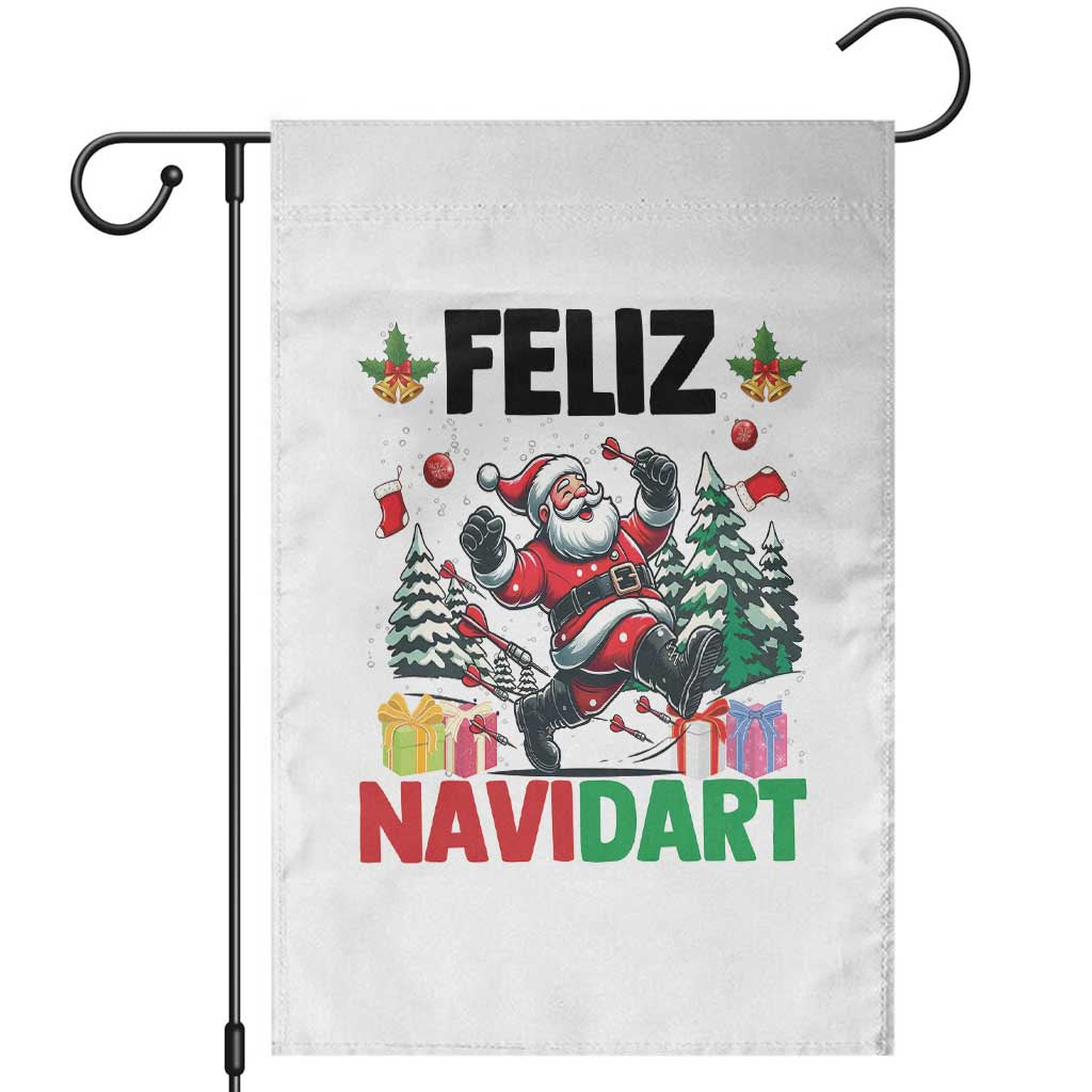 Dartist Feliz Navidart Garden Flag Funny Santa Running From Darts Christmas Gift - Wonder Print Shop