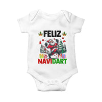 Dartist Feliz Navidart Baby Onesie Funny Santa Running From Darts Christmas Gift - Wonder Print Shop