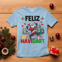 Dartist Feliz Navidart T Shirt Funny Santa Running From Darts Christmas Gift - Wonder Print Shop