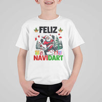Dartist Feliz Navidart T Shirt For Kid Funny Santa Running From Darts Christmas Gift - Wonder Print Shop