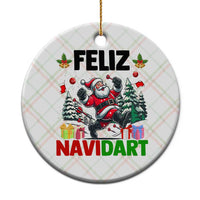Dartist Feliz Navidart Ceramic Ornament Funny Santa Running From Darts Christmas Gift - Wonder Print Shop