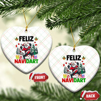 Dartist Feliz Navidart Ceramic Ornament Funny Santa Running From Darts Christmas Gift - Wonder Print Shop