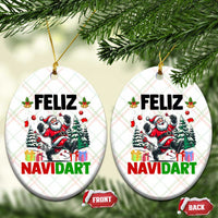 Dartist Feliz Navidart Ceramic Ornament Funny Santa Running From Darts Christmas Gift - Wonder Print Shop