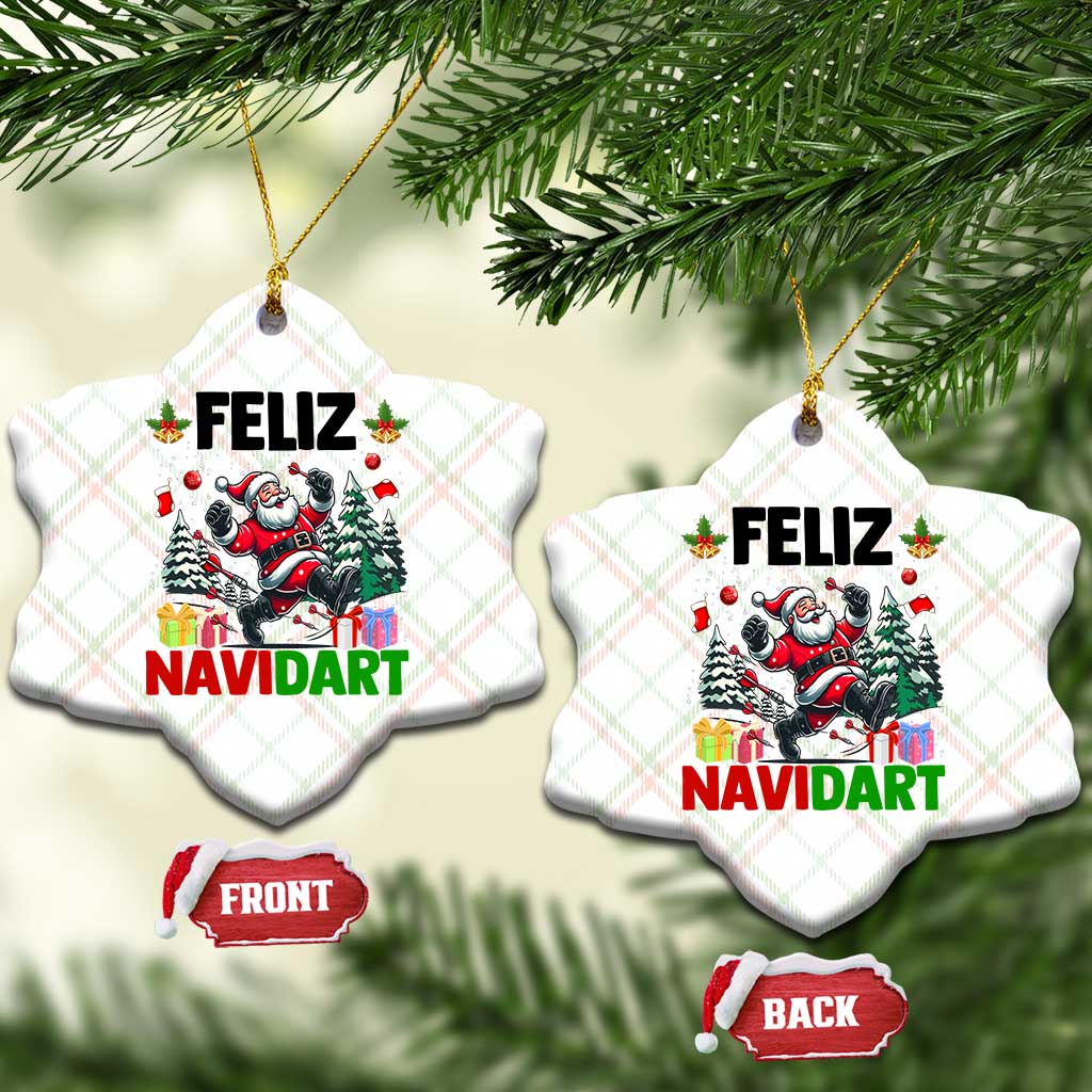 Dartist Feliz Navidart Ceramic Ornament Funny Santa Running From Darts Christmas Gift - Wonder Print Shop