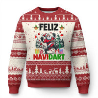 Dartist Feliz Navidart Ugly Christmas Sweater Funny Santa Running From Darts Xmas Gift - Wonder Print Shop