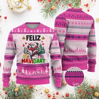 Dartist Feliz Navidart Ugly Christmas Sweater Funny Santa Running From Darts Xmas Gift - Wonder Print Shop