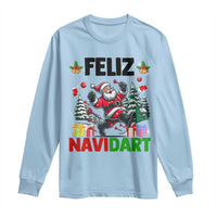 Dartist Feliz Navidart Long Sleeve Shirt Funny Santa Running From Darts Christmas Gift - Wonder Print Shop
