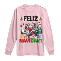 Dartist Feliz Navidart Long Sleeve Shirt Funny Santa Running From Darts Christmas Gift - Wonder Print Shop