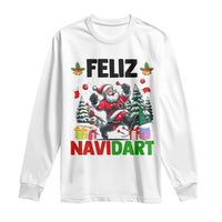 Dartist Feliz Navidart Long Sleeve Shirt Funny Santa Running From Darts Christmas Gift - Wonder Print Shop