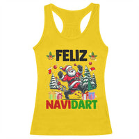 Dartist Feliz Navidart Racerback Tank Top Funny Santa Running From Darts Christmas Gift - Wonder Print Shop