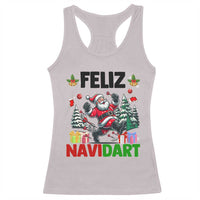 Dartist Feliz Navidart Racerback Tank Top Funny Santa Running From Darts Christmas Gift - Wonder Print Shop