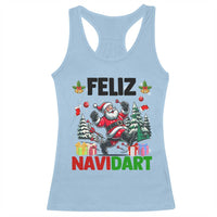 Dartist Feliz Navidart Racerback Tank Top Funny Santa Running From Darts Christmas Gift - Wonder Print Shop