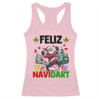 Dartist Feliz Navidart Racerback Tank Top Funny Santa Running From Darts Christmas Gift - Wonder Print Shop