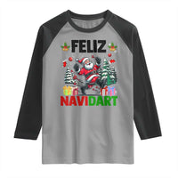 Dartist Feliz Navidart Raglan Shirt Funny Santa Running From Darts Christmas Gift - Wonder Print Shop
