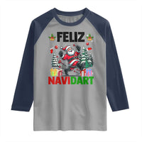 Dartist Feliz Navidart Raglan Shirt Funny Santa Running From Darts Christmas Gift - Wonder Print Shop