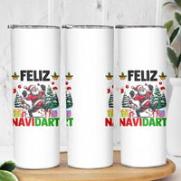 Dartist Feliz Navidart Skinny Tumbler Funny Santa Running From Darts Christmas Gift - Wonder Print Shop